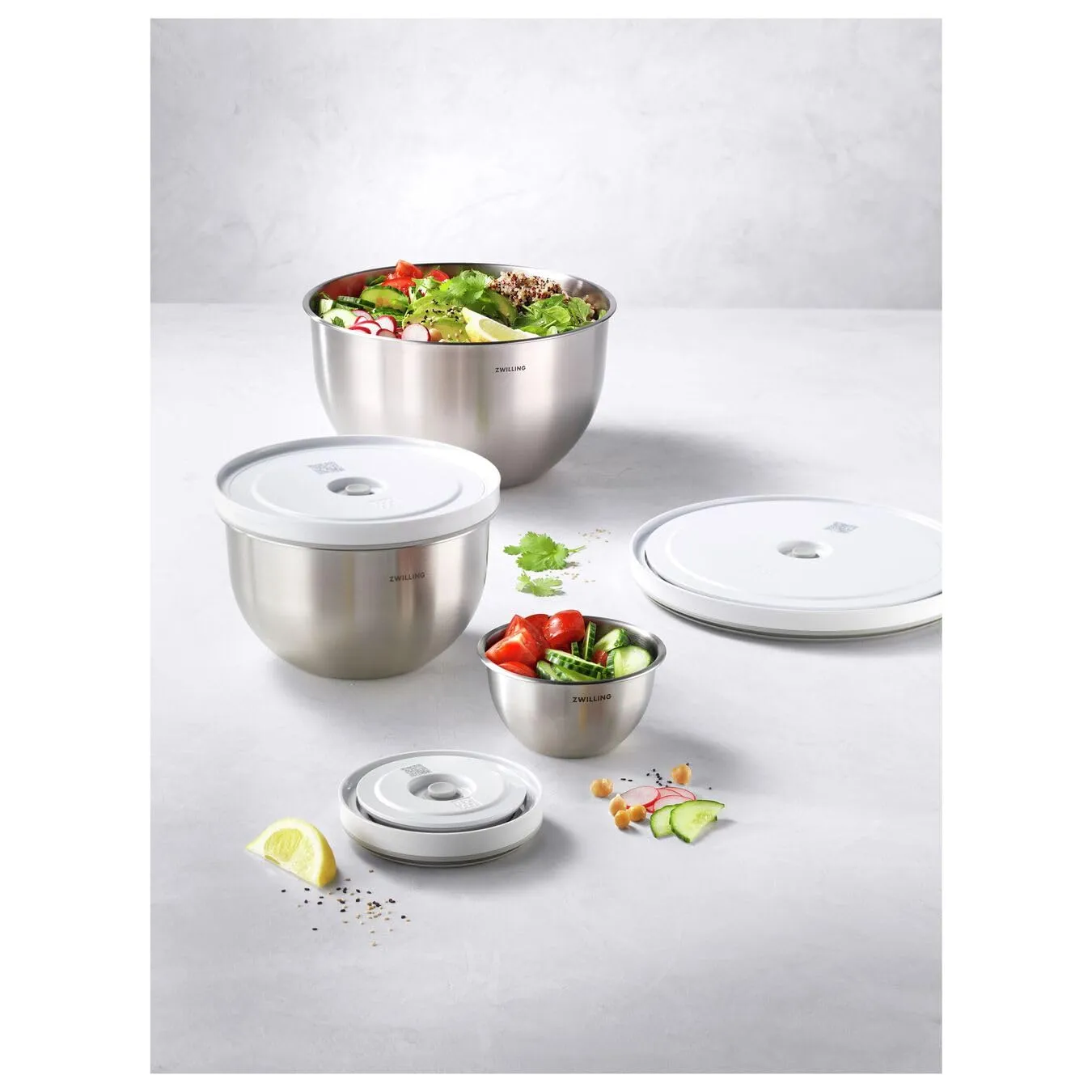 Zwilling Fresh & Save set 6 ciotole acciaio 12-18-24 cm coperchio