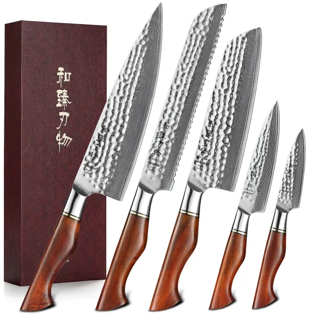 HEZHEN Master Hammered set coltelli cucina damasco 4 pezzi