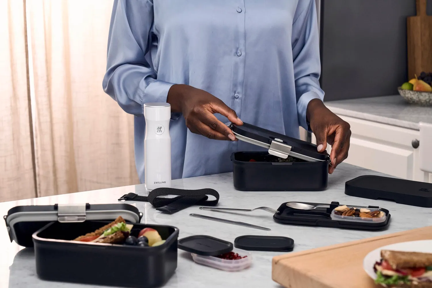 Zwilling Fresh & Save lunch box nero sottovuoto posate
