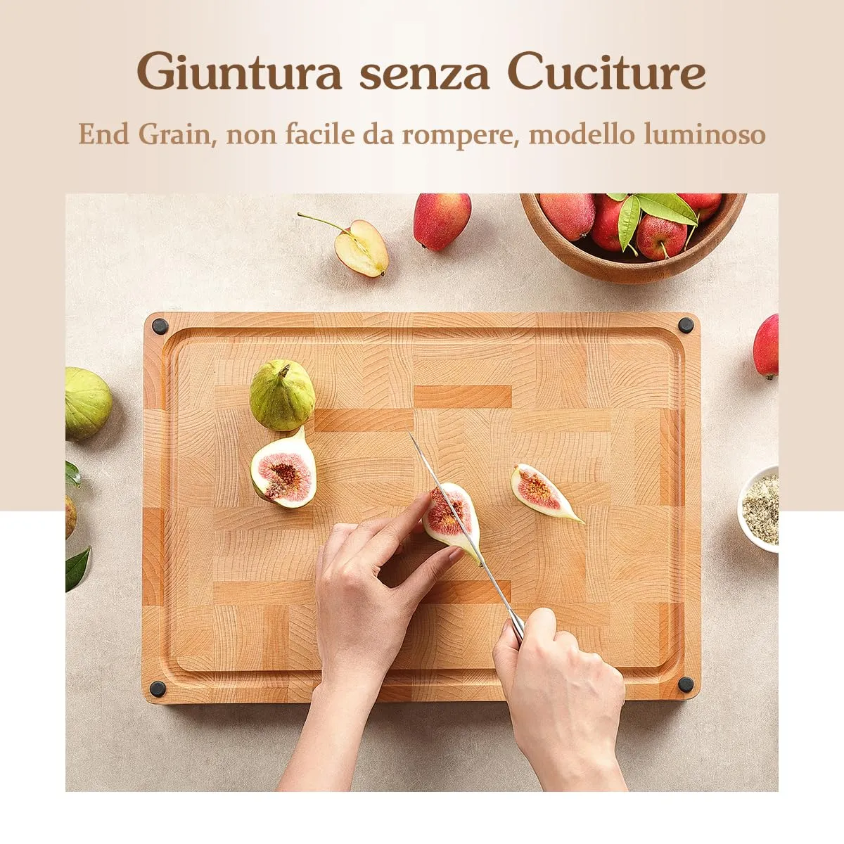 HEZHEN tagliere cucina legno faggio doppio lato scanalatura