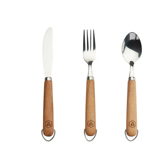 Laguiole en Aubrac set posate picnic 3 pezzi legno faggio