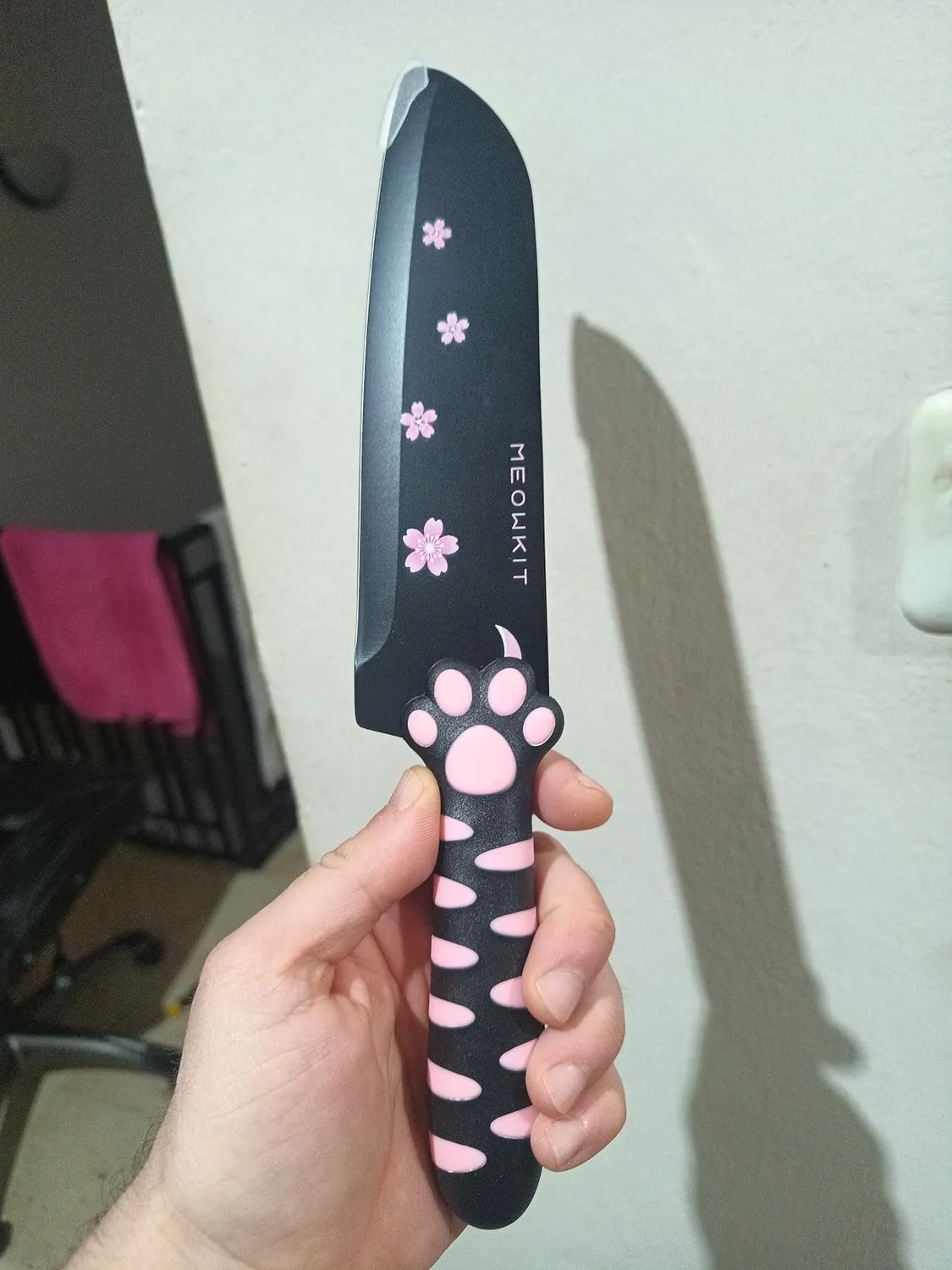 Meowkit Zampa Gatto Set Coltelli Cucina 5 Pezzi Nero-Rosa