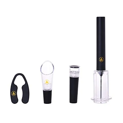 Laguiole Set Vino 4 Pezzi Cavatappi Tappo Nero