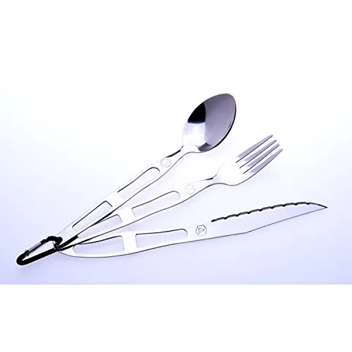 Laguiole Posate Viaggio set 2x3 pezzi moschettone grigio