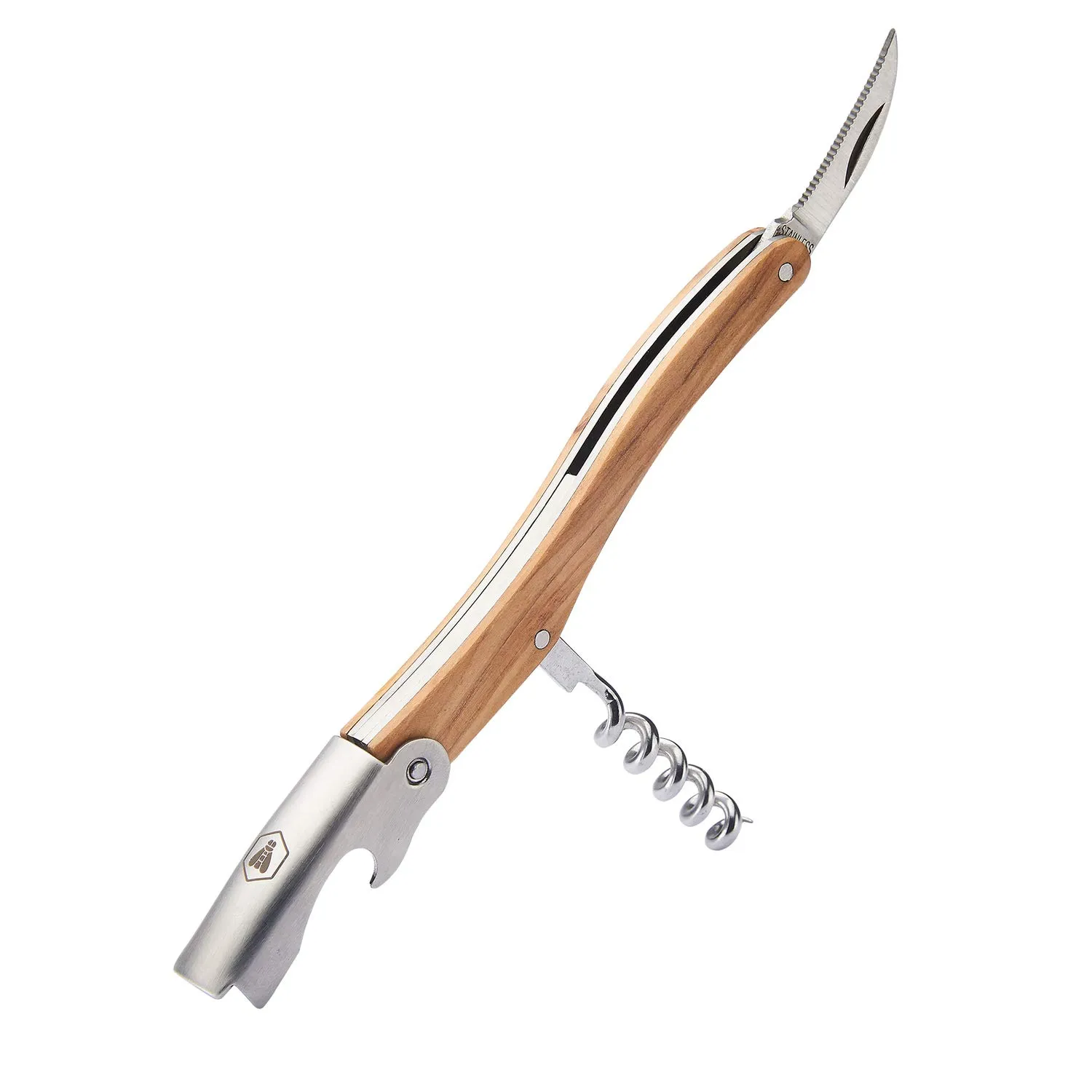 Laguiole en Aubrac cavatappi sommelier legno ulivo 3 in 1
