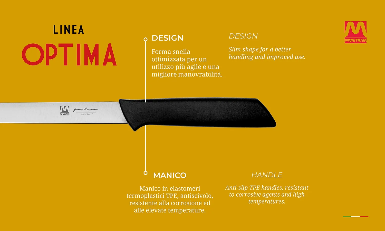 Montana Blu Optima coltello prosciutto 28 cm inox