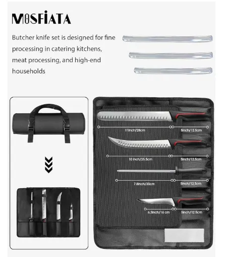 MOSFiATA set coltelli cucina 5 pezzi con borsa acciaio