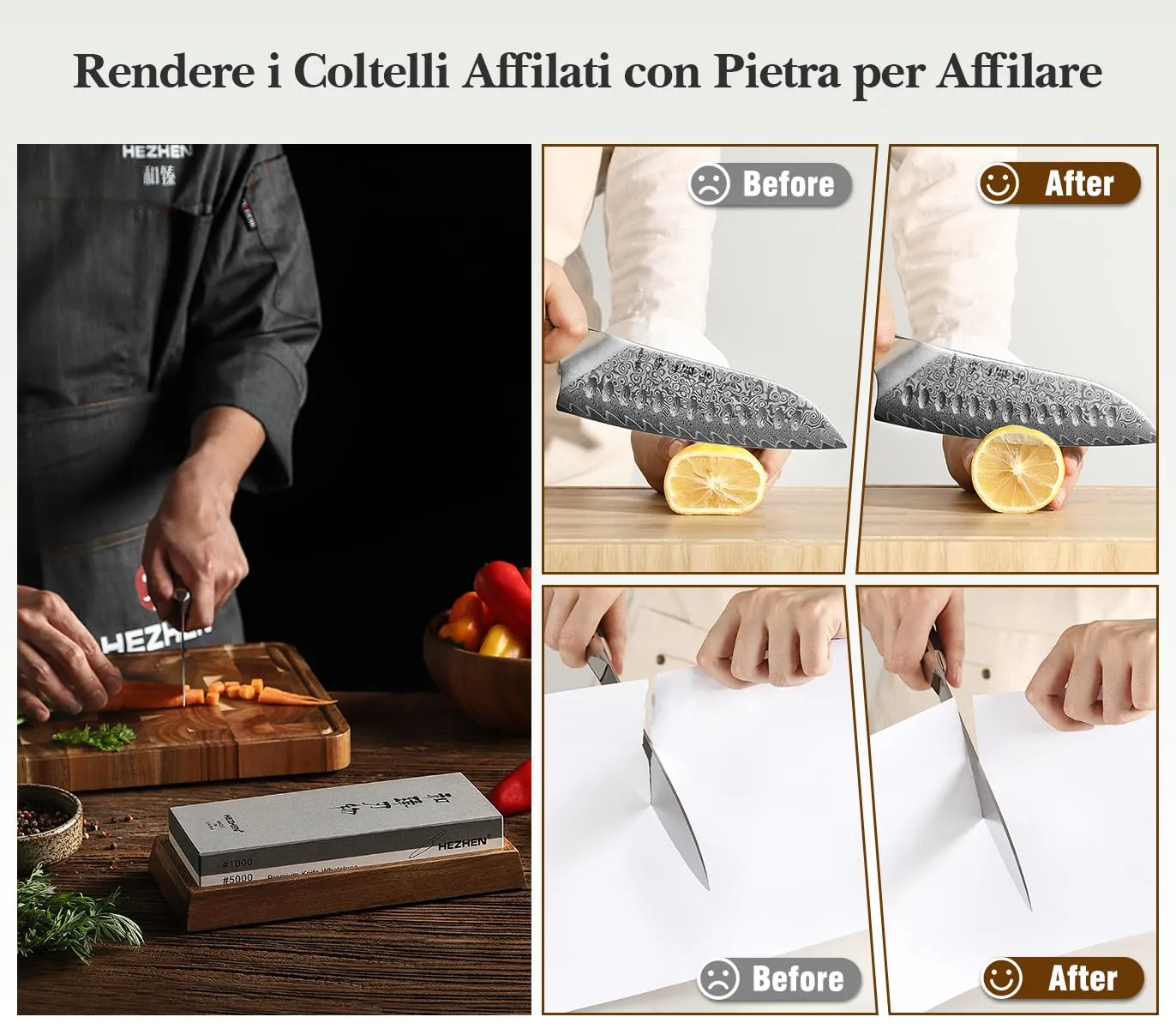 Hezhen pietra affilacoltelli 1000/5000 corindone