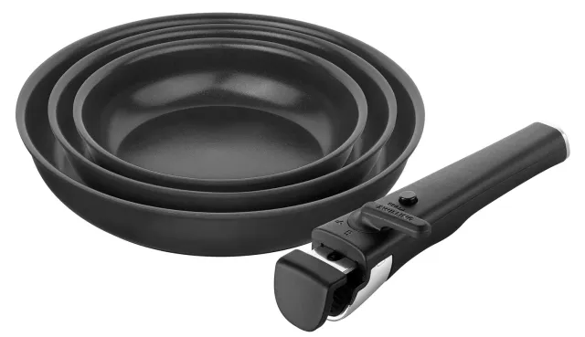 Zwilling Unlock set 4 padelle ceramica 20 24 28 cm + manico