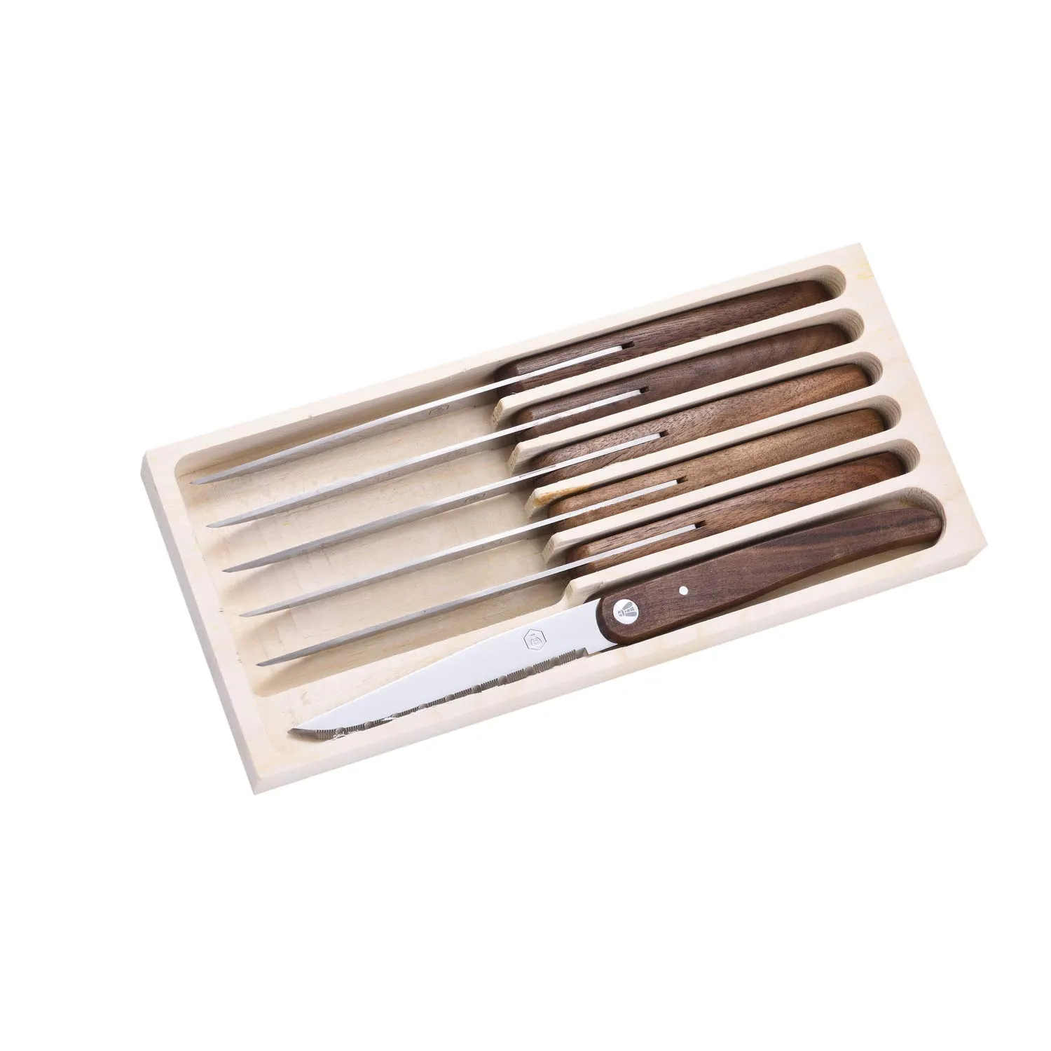 Laguiole Set 6 coltelli bistecca manico noce