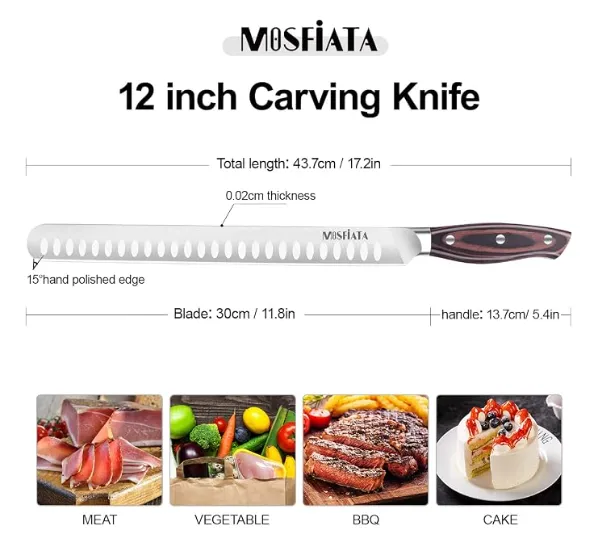 MOSFiATA coltello affettare 12 pollici acciaio tedesco