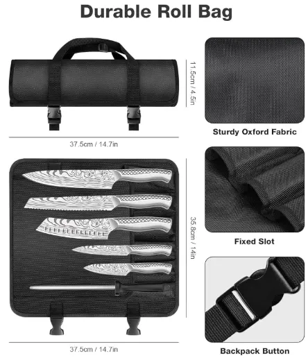 MOSFiATA Set 7 Coltelli Santoku 5Cr13MoV con Borsa Viaggio