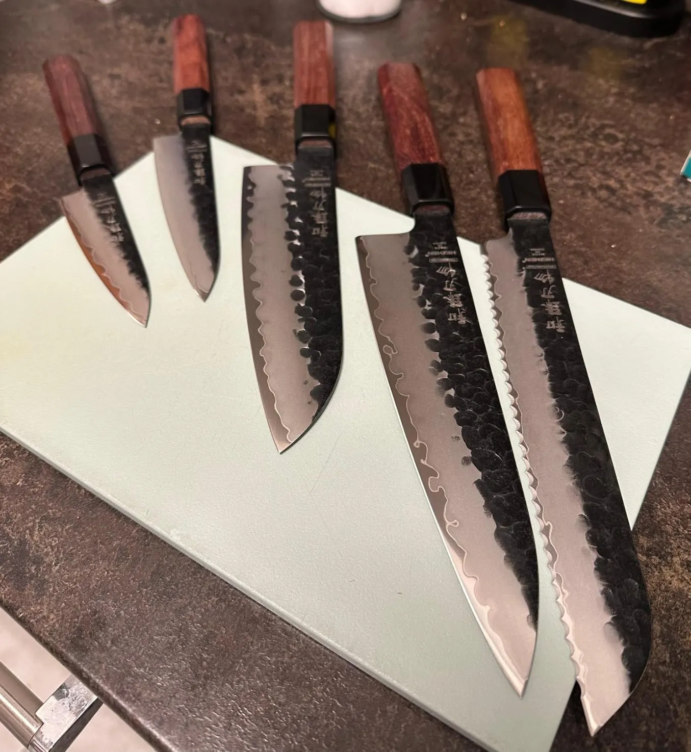 Hezhen set coltelli cucina 5 pezzi manico ottagonale damasco
