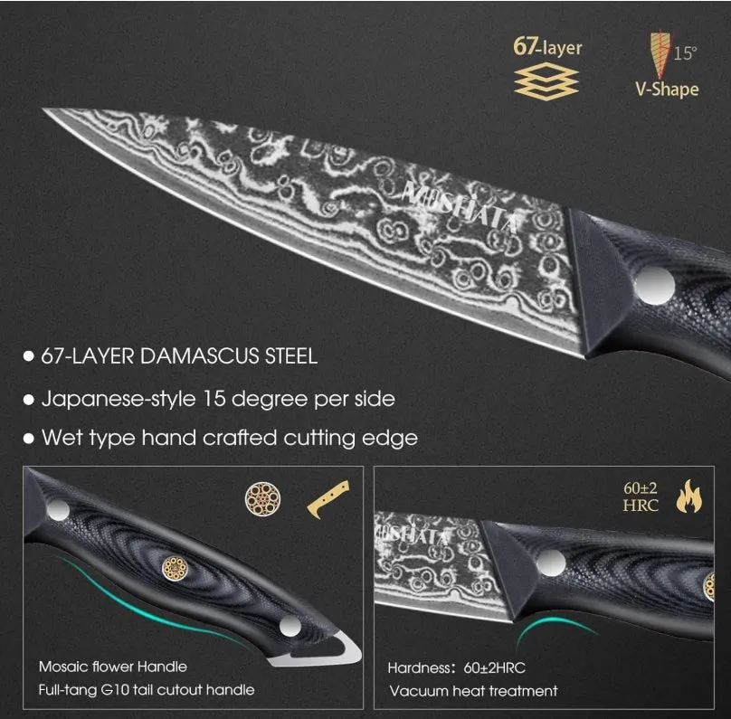 MOSFiATA Damascus coltello spelucchino 3,5" lama damasco