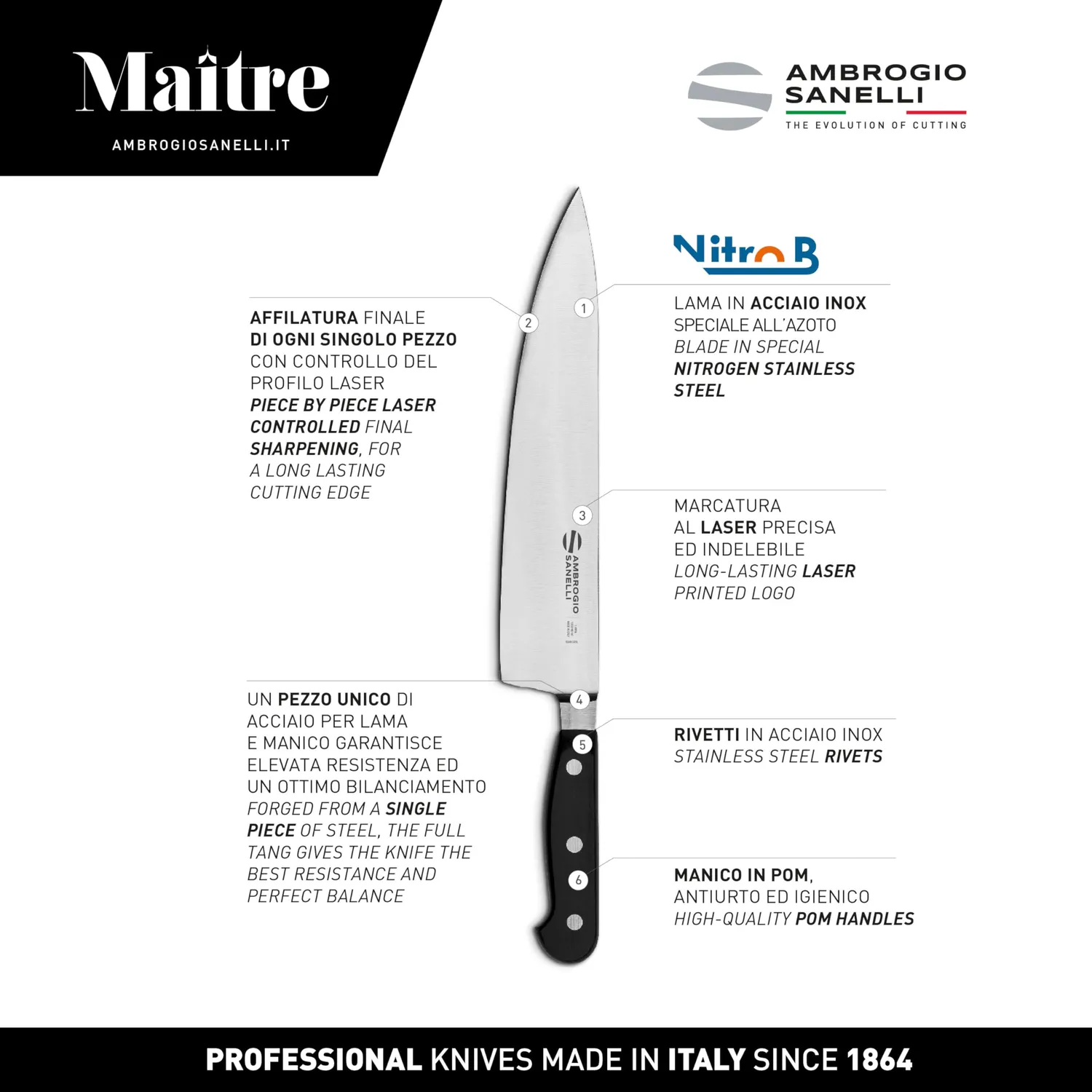 Ambrogio Sanelli Maitre acciaino 20 cm professionale