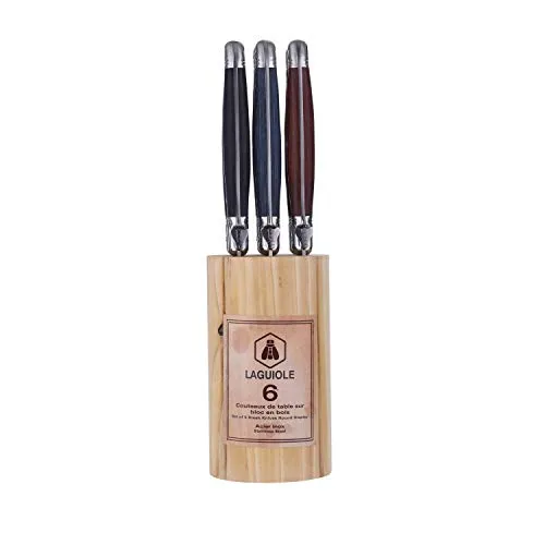 Laguiole en Aubrac coltelli bistecca set 6 pezzi con ceppo legno