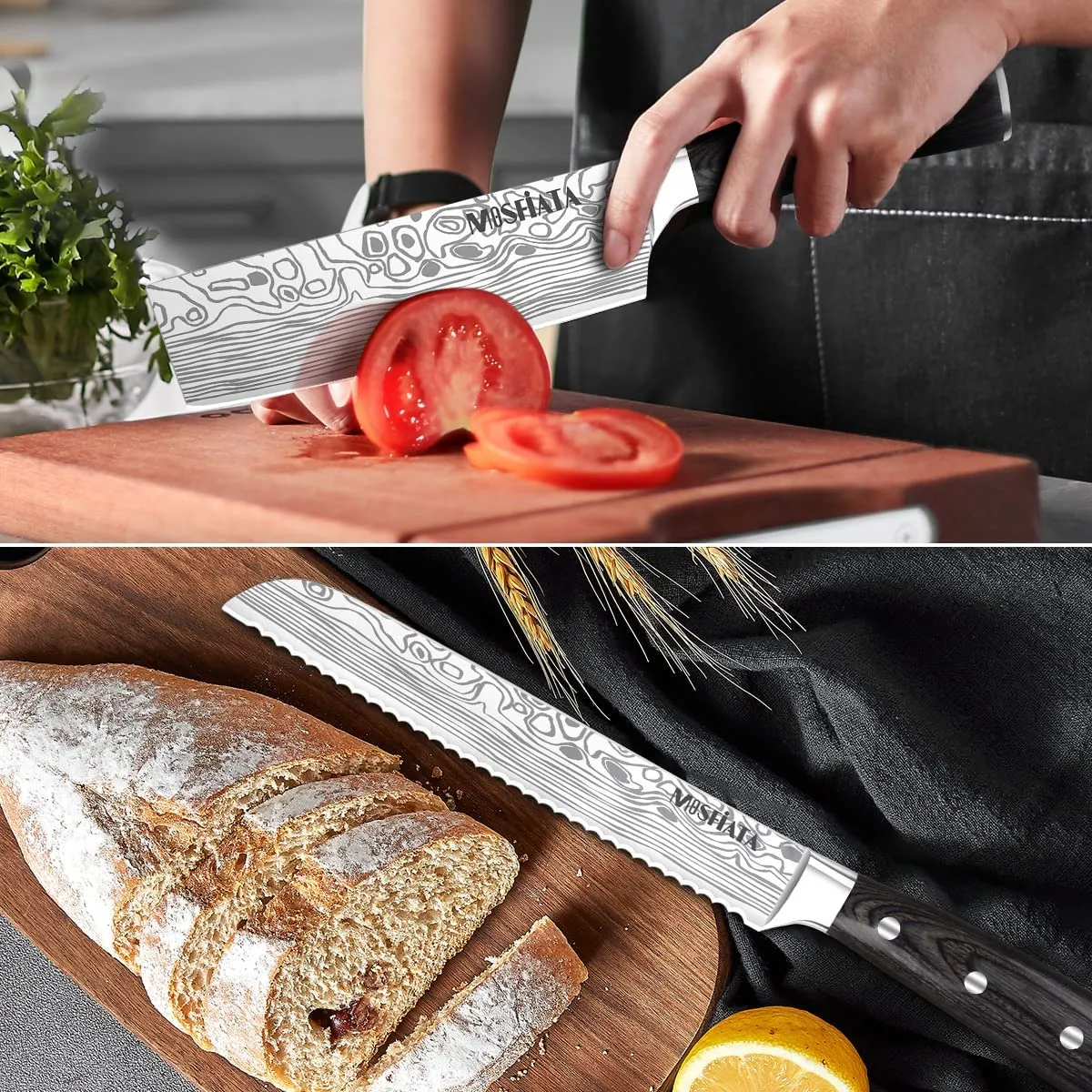 MOSFiATA Set 5 Coltelli Cucina Tedesco con Foderi