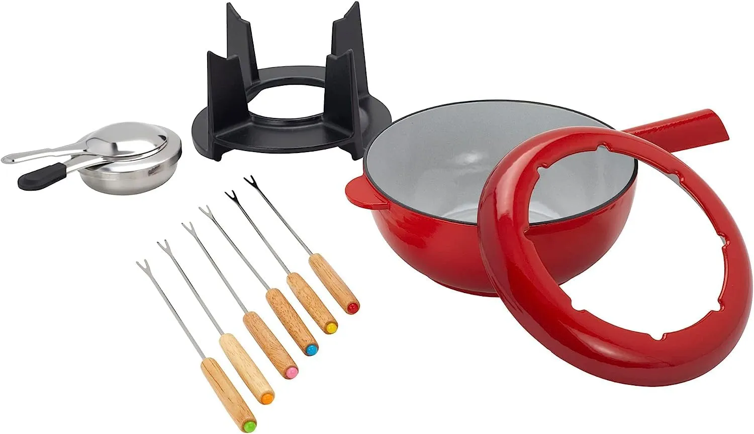 Zwilling set fonduta ghisa rossa 1,9 L 6 forchette formaggio