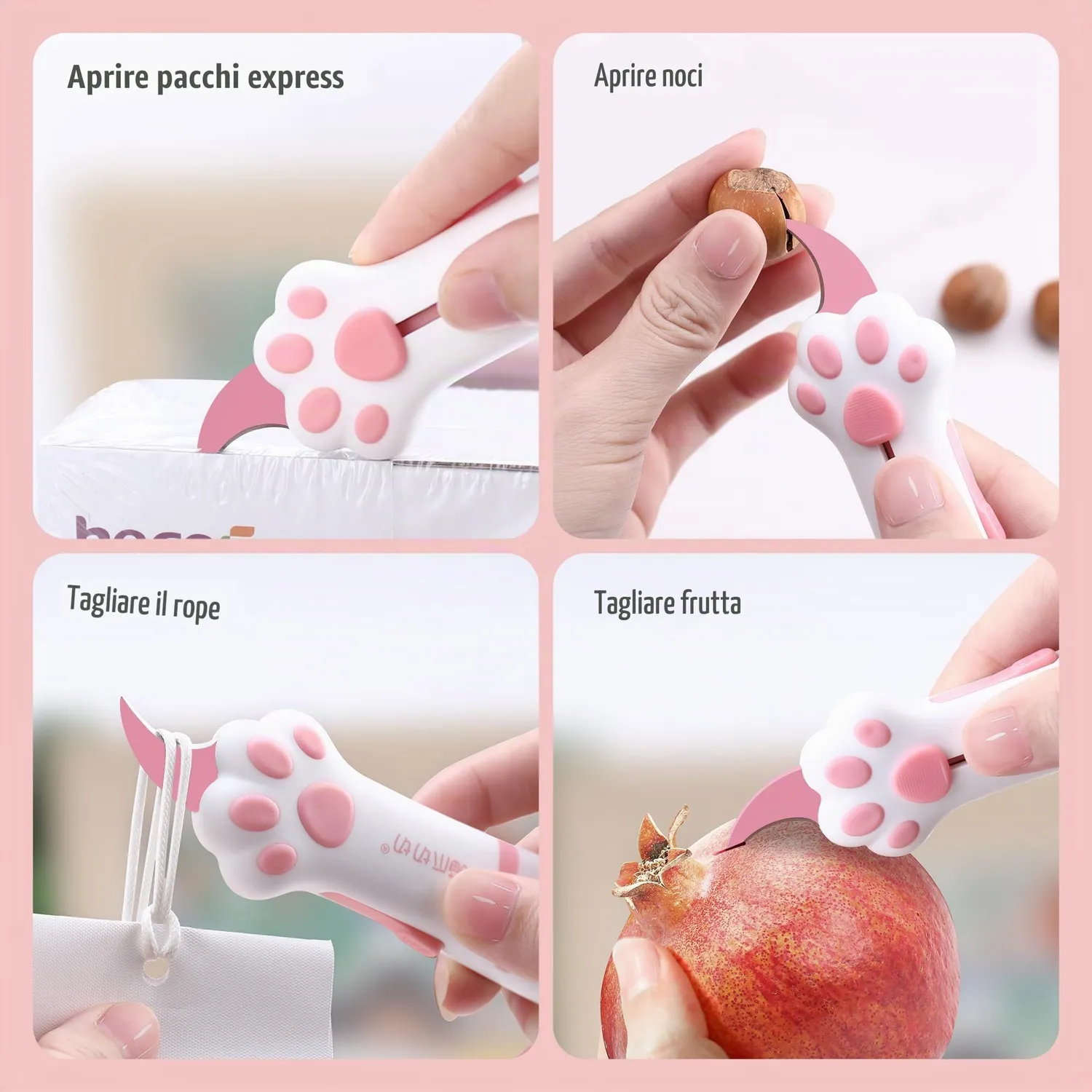 MEOWKIT Cutter Zampa Gatto Rosa Taglierino Mini