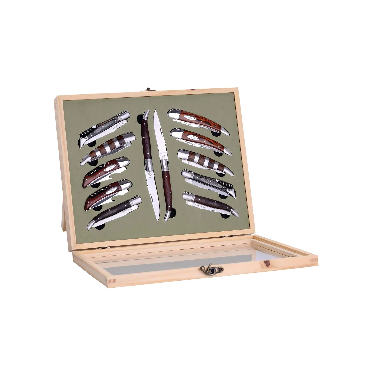 Laguiole en Aubrac coltelli pieghevoli pakka set 12 pezzi regalo