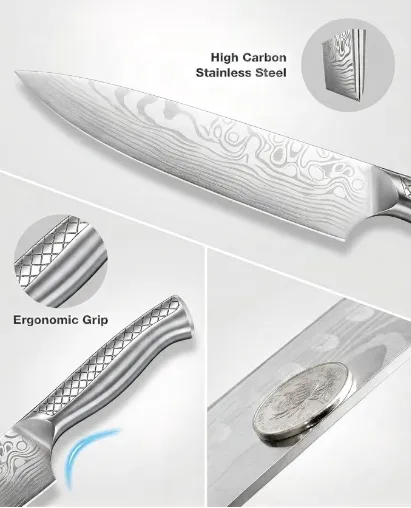 MOSFiATA Set 7 Coltelli Santoku 5Cr13MoV con Borsa Viaggio