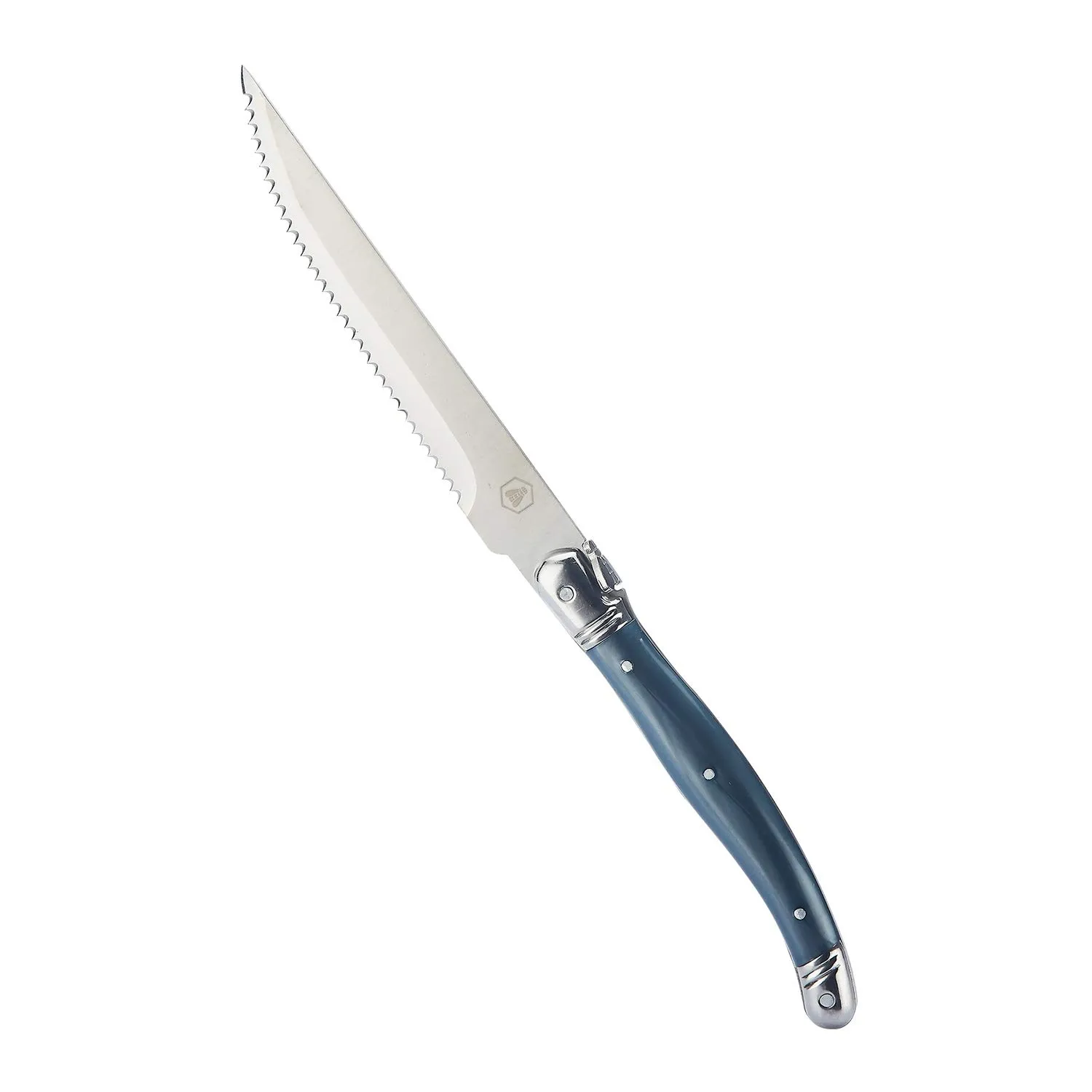 Laguiole set 6 coltelli bistecca grigi ceppo pino acciaio