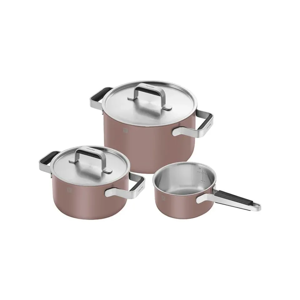 Zwilling Pure set pentole 3 pezzi rosa acciaio ceramica