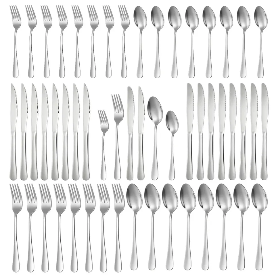 D.Perlla posate acciaio inox 48 pezzi 8 persone argento