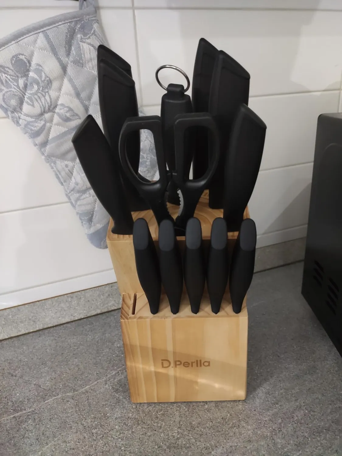 D.Perlla set coltelli 15 pezzi ceppo legno antiaderenti