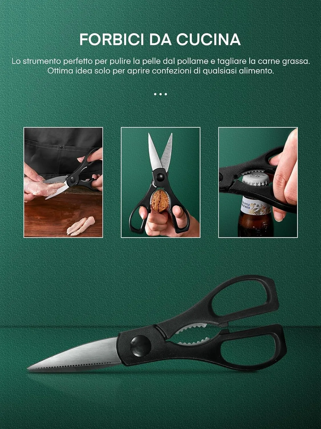 D.Perlla Set Coltelli Cucina 16 Pezzi con Ceppo Acciaio Inox