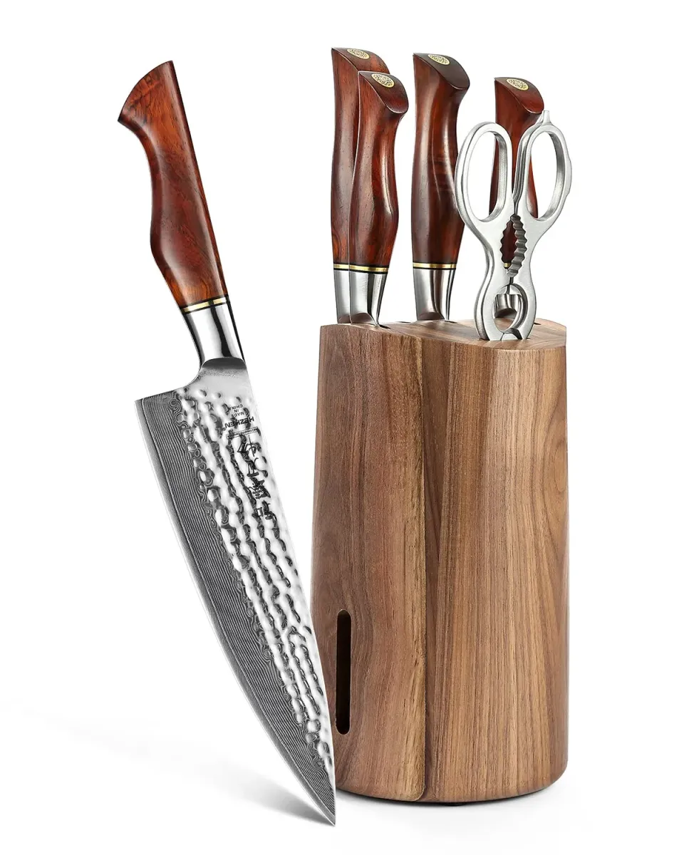 Hezhen Master set coltelli damasco 7 pezzi palissandro