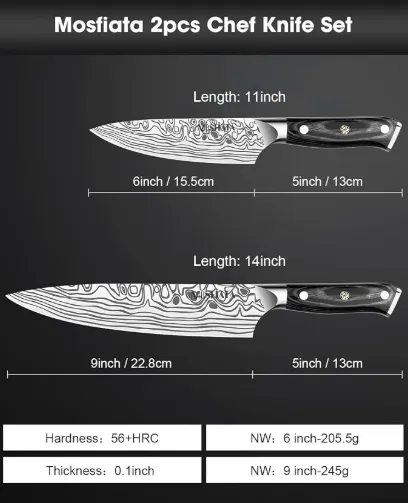 MOSFiATA set 2 coltelli chef 9" e 6" acciaio tedesco