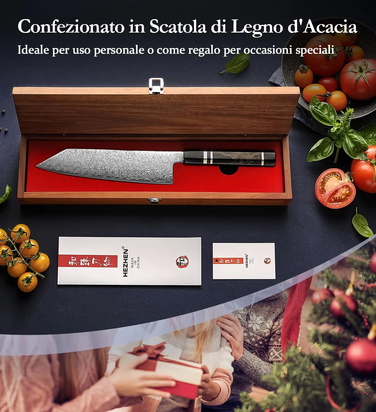 HEZHEN ZDP-189 Kiritsuke Coltello Chef Damasco 65 HRC