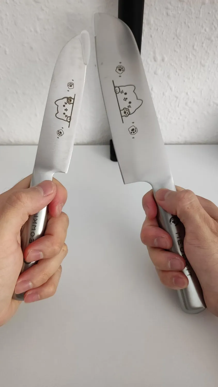 Meowkit Set Coltelli 2 Pezzi Santoku Gatto Inox
