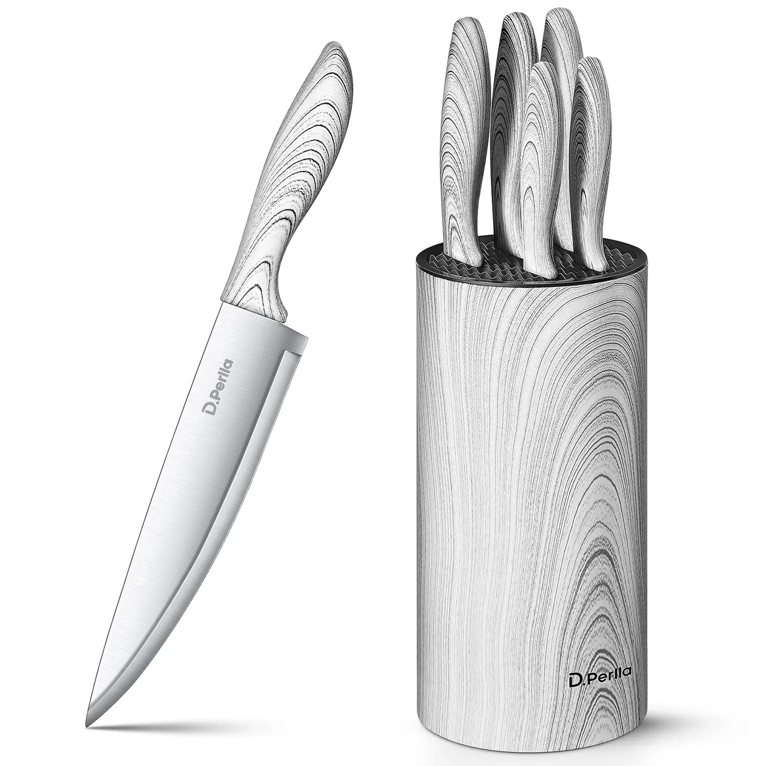 D.Perlla set coltelli cucina 7 pezzi nero acciaio inox