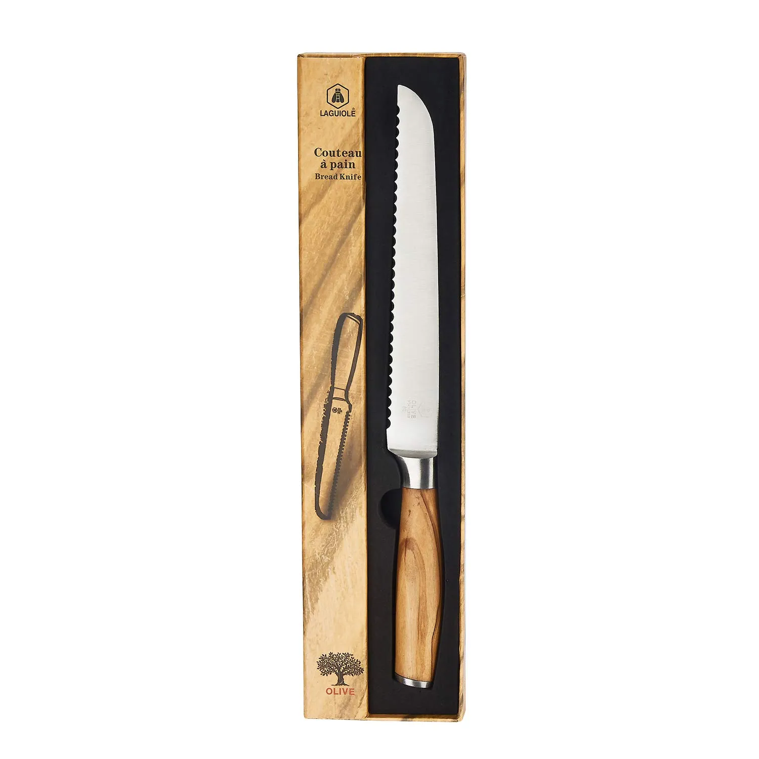 Laguiole en Aubrac Coltello Pane Ulivo 21 cm