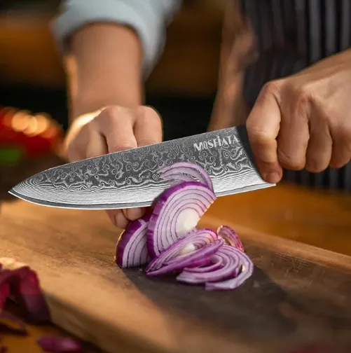 MOSFiATA Set 3 Coltelli Damasco VG-10 Chef Santoku