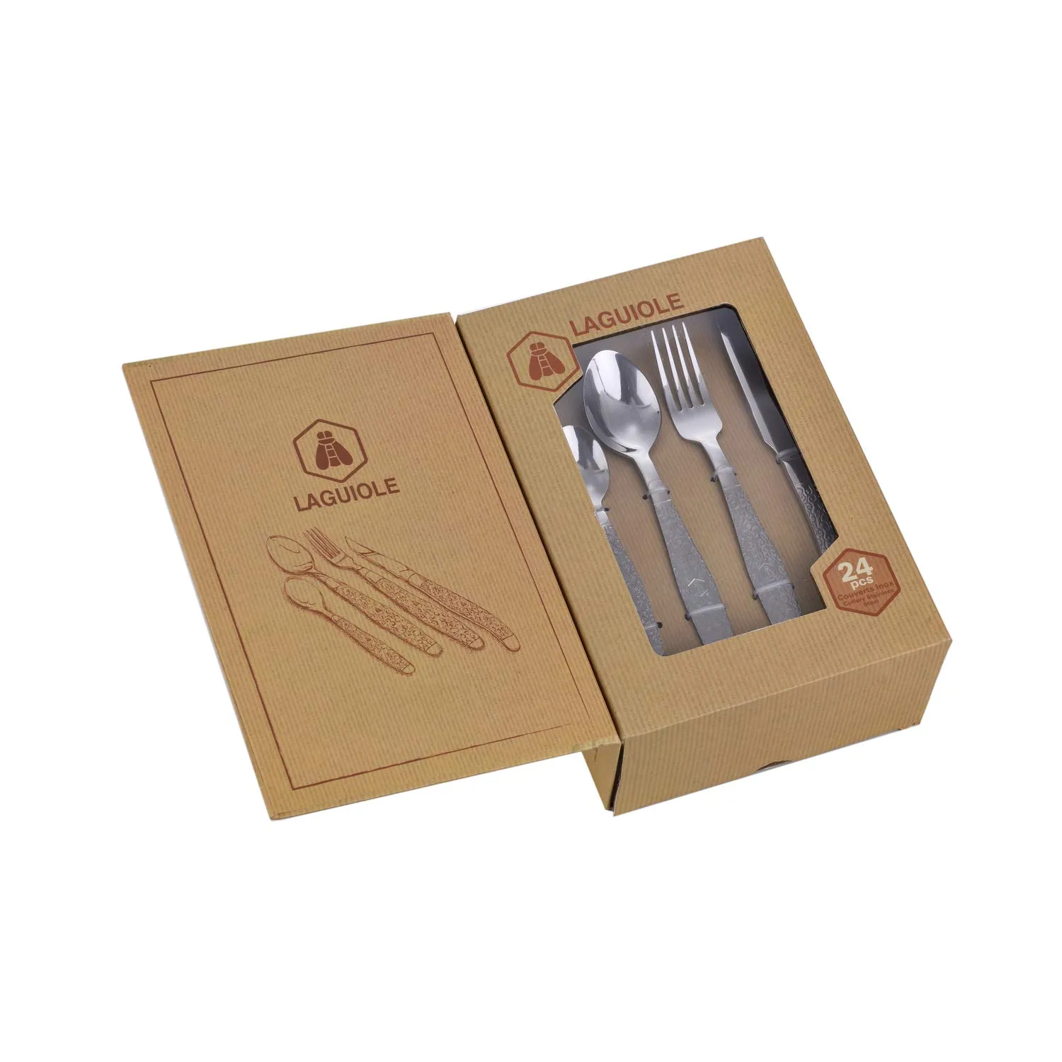 Laguiole en Aubrac set posate 24 pezzi veneziano acciaio