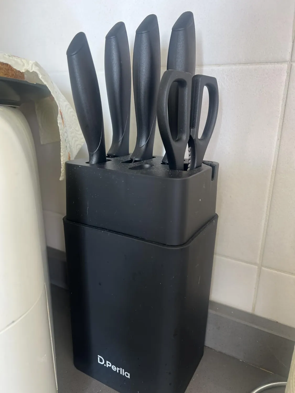 D.Perlla Set Coltelli Cucina 7 Pezzi Nero Antiaderente