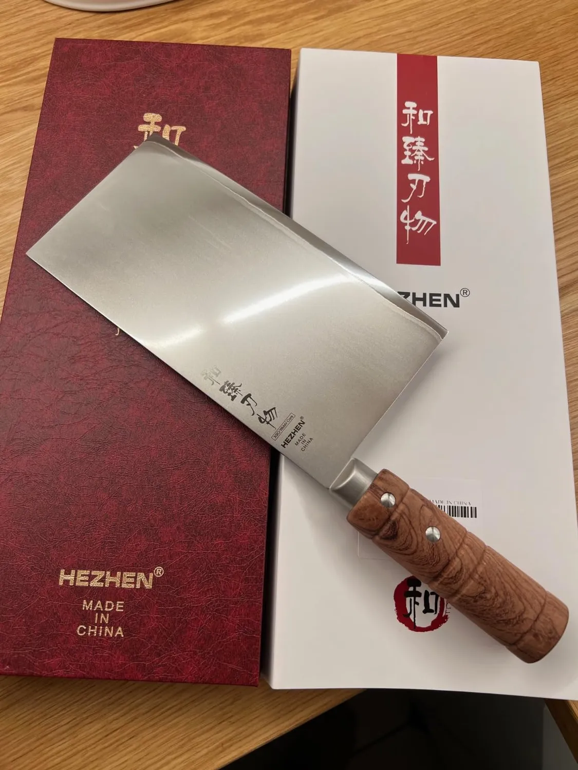 Hezhen Mannaia Cinese Coltello 18 cm Legno Padauk