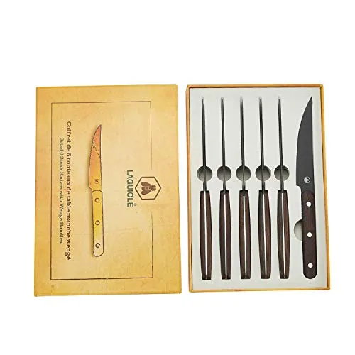Laguiole en Aubrac set 6 coltelli tavola wenge lama nera
