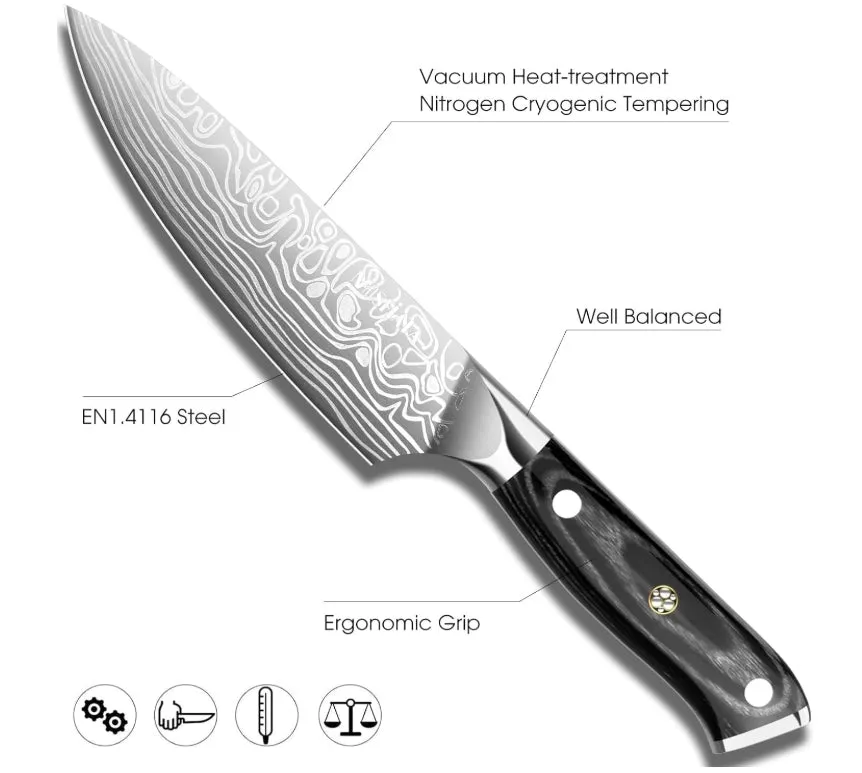MOSFiATA Coltello Chef 15cm EN1.4116 Micarta Affilato