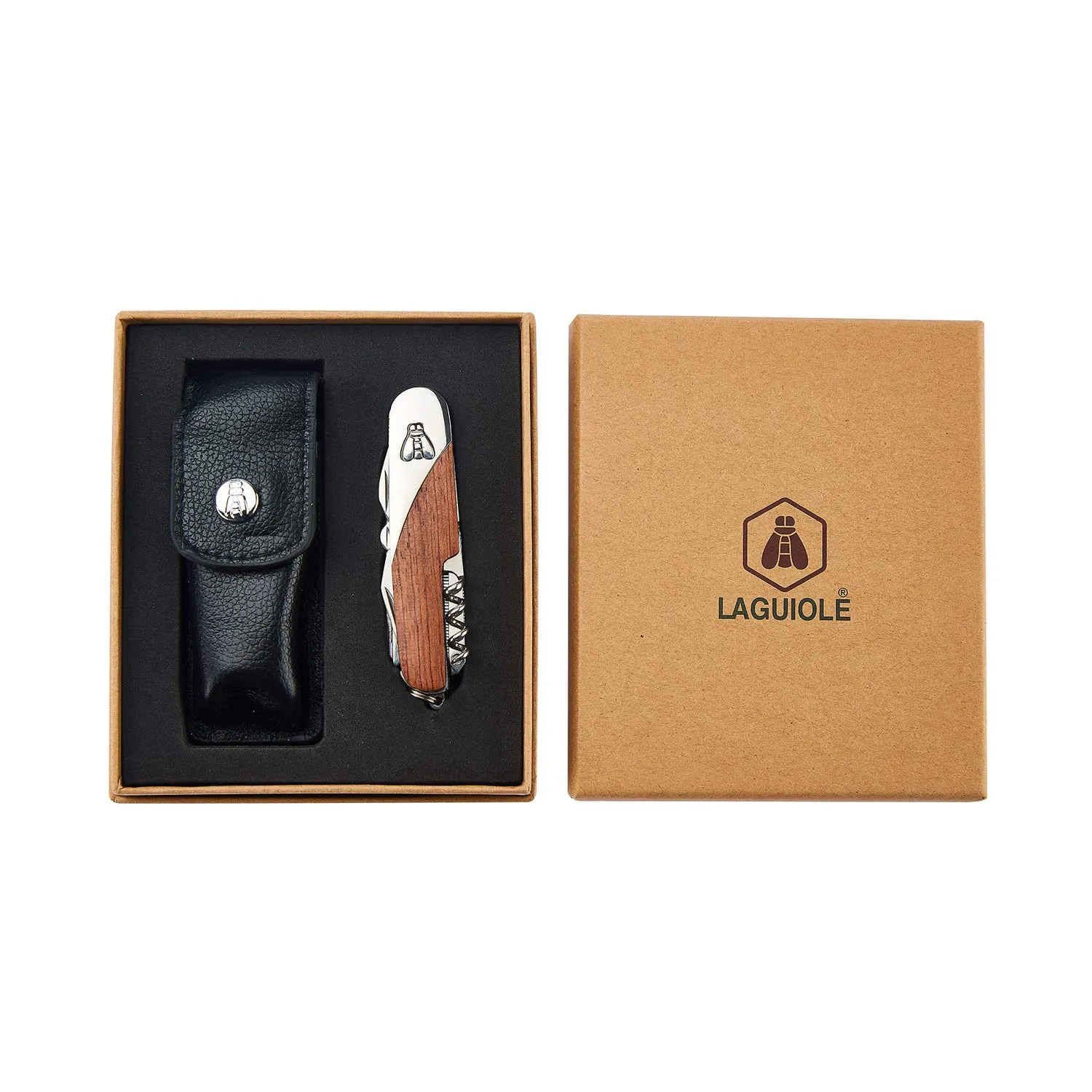 Laguiole coltello multifunzione 11 funzioni palissandro custodia pelle