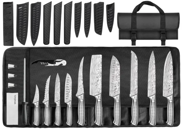MOSFiATA set coltelli cucina 17 pezzi borsa acciaio inox