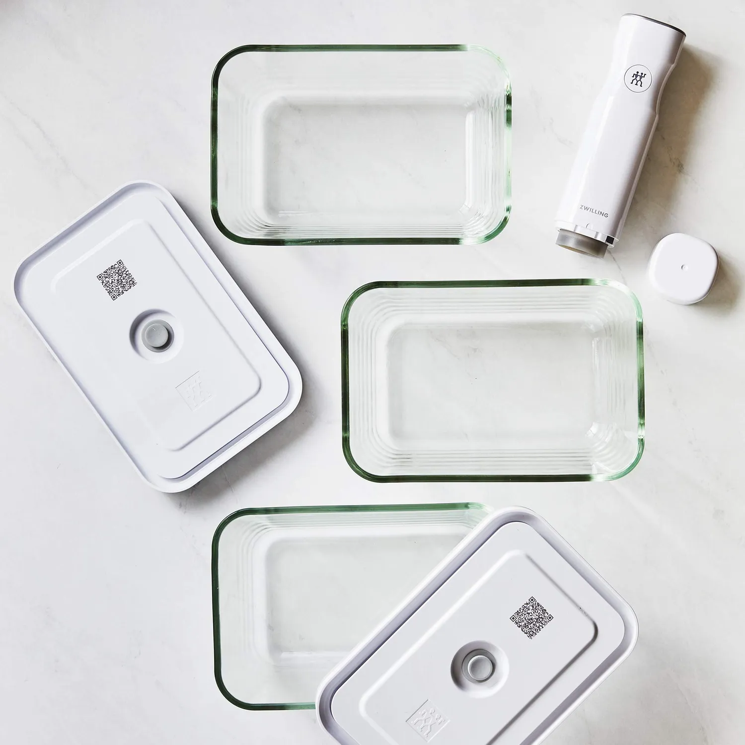 Zwilling Fresh & Save contenitori vetro 3 pezzi bianco