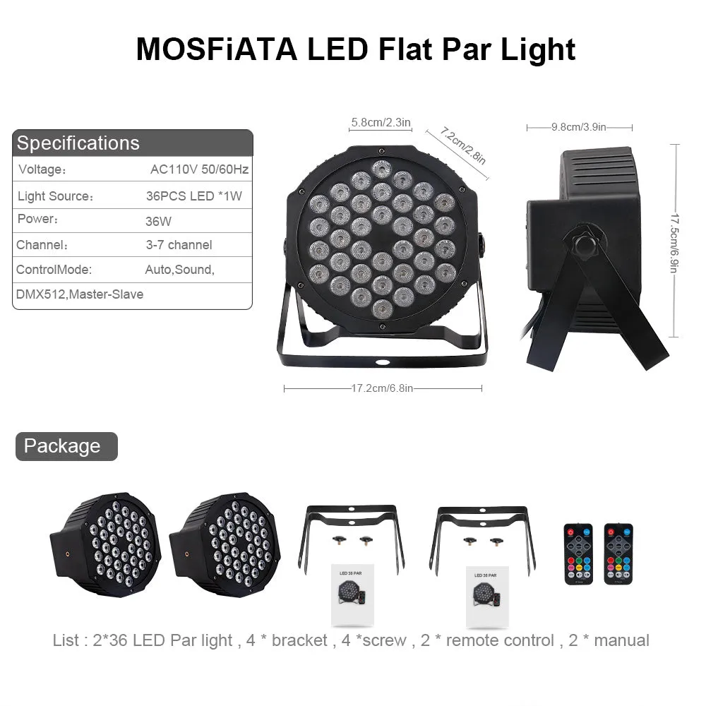 MOSFiATA fari par led RGB 2 pezzi DMX festa
