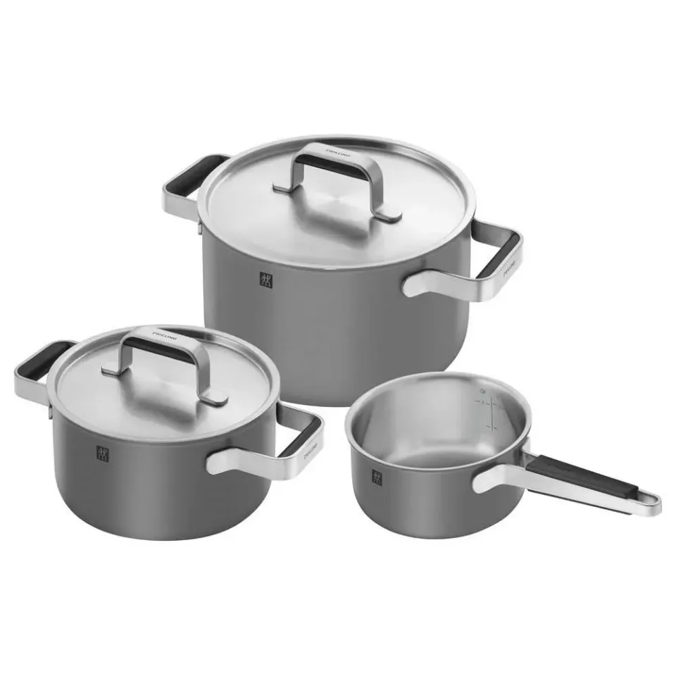 Zwilling Pure Set 3 Pentole Acciaio Grigio 16-24 cm