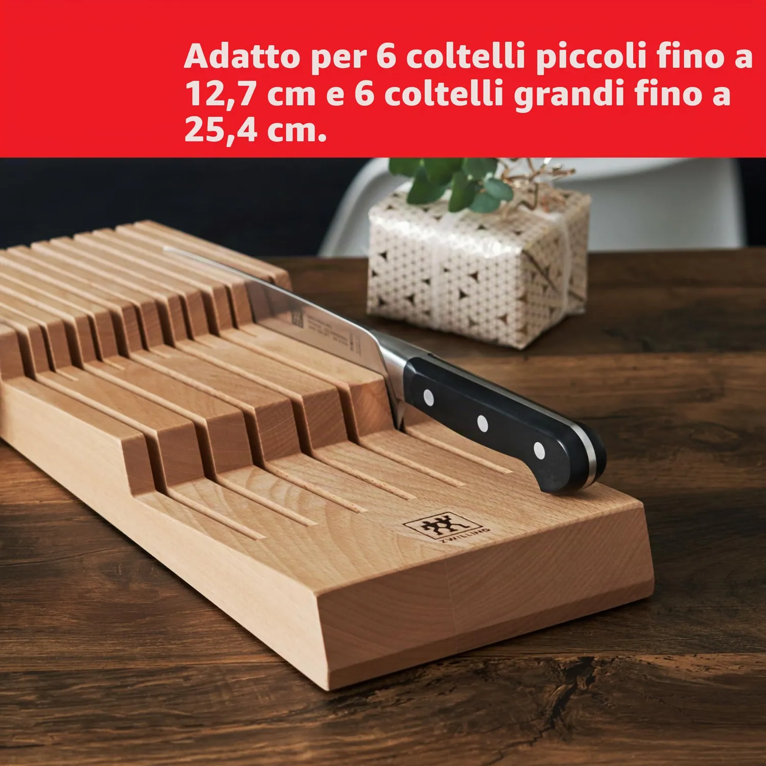 Zwilling Vassoio Portacoltelli Cassetto Legno 12 Scomparti