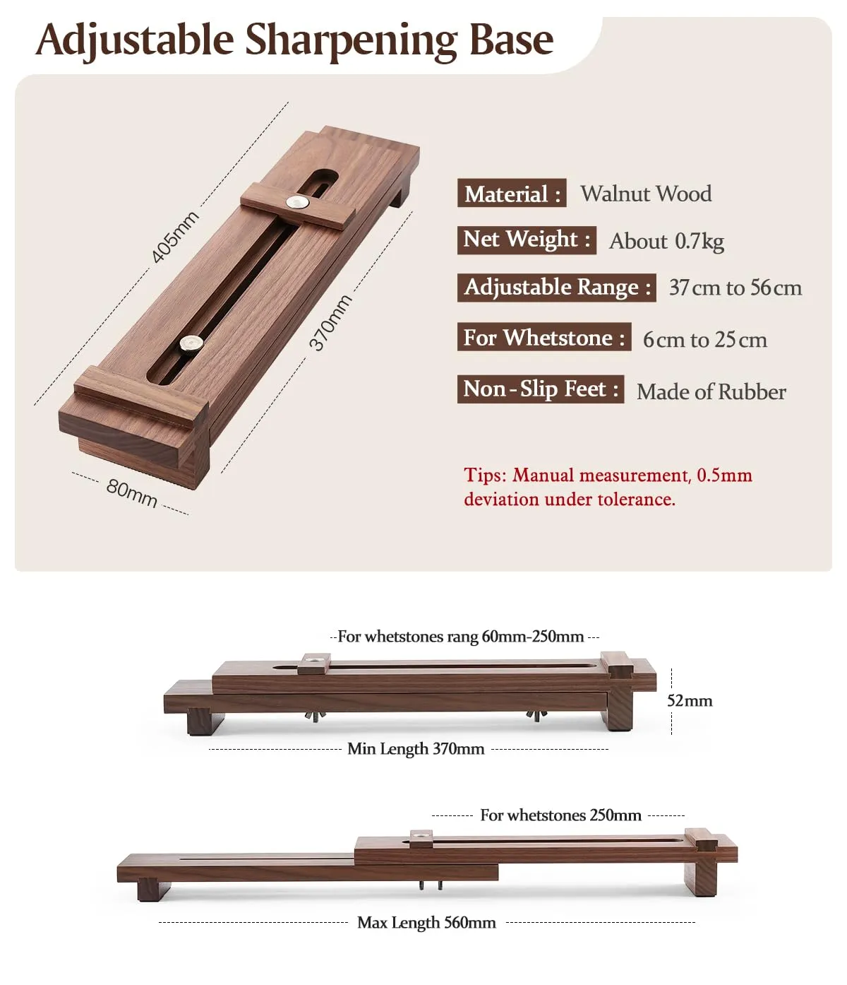HEZHEN supporto affilacoltelli noce per pietre 6-25 cm