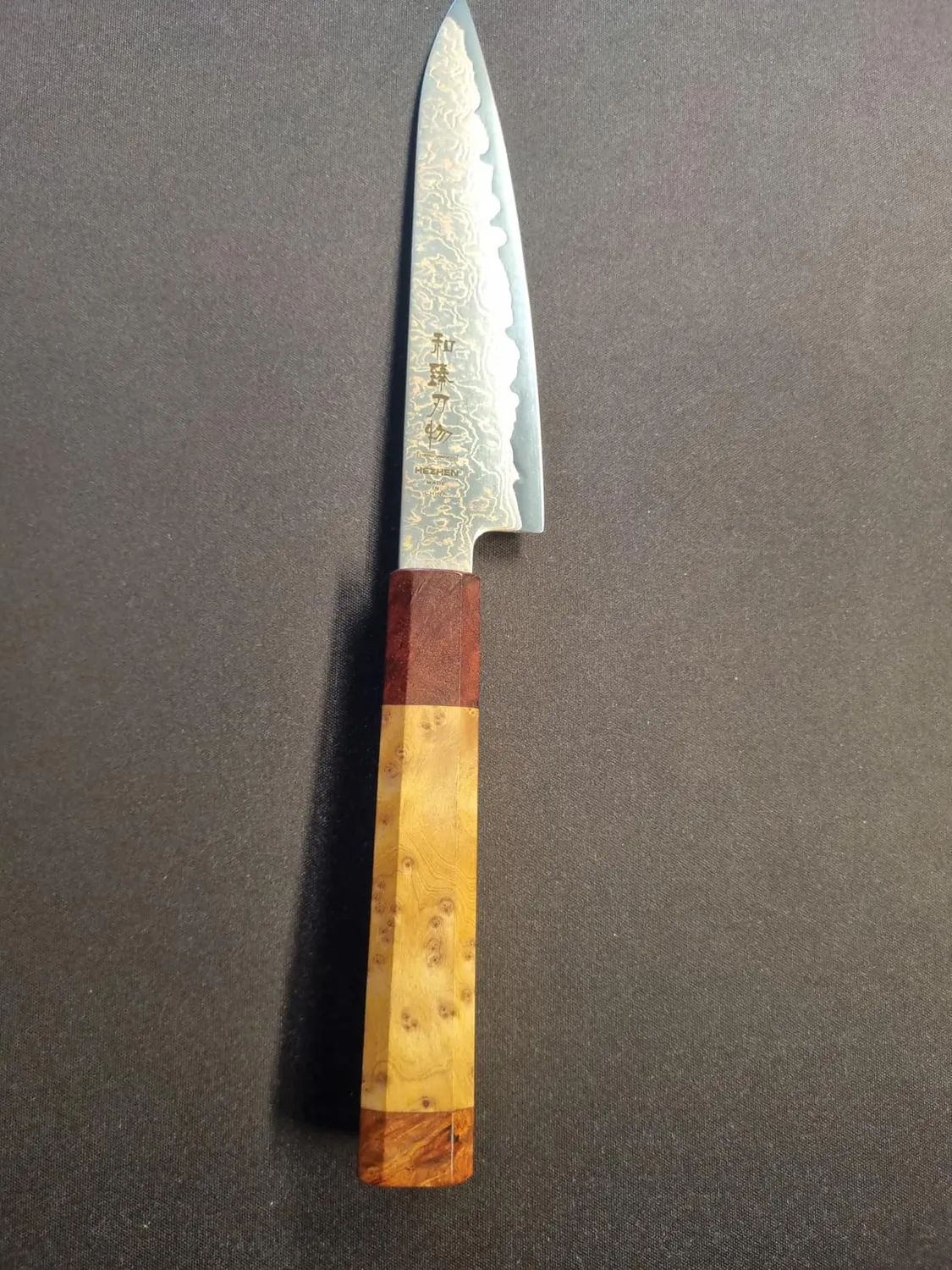 Hezhen Coltello Universale Damasco 14 cm Legno Scatola